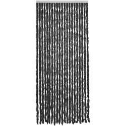 Zwart polyester stroken vliegen/insecten gordijn 93 x 210 cm - Vliegengordijnen
