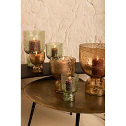 PTMD Windlicht Laurynn - 16x16x20 cm - Glas - Bruin
