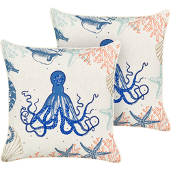 ACROPORA - Sierkussen set van 2 - Beige - 45 x 45 cm - Linnen