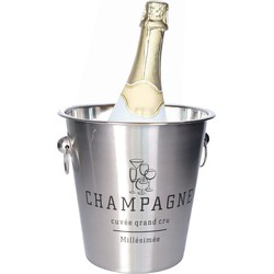 Urban Living Champagne & wijnfles koeler/ijsemmer - zilver - RVS - 22 x 21 cm - De luxe model - IJsemmers