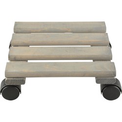 Esschert Design Plantentrolley - vierkant - 23 cm - tot 100 kg - hout - Planten onderzetter