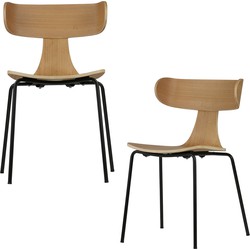 BePureHome eetkamerstoelen Form - Hout - Naturel - Set van 2