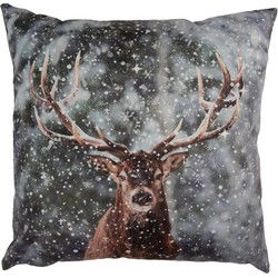 Clayre & Eef Kussenhoes 45x45 cm Grijs Polyester Hert