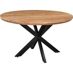 Livingfurn - Eetkamertafel Jesper Round 140cm - Mangohout / Gecoat Staal