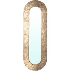 PTMD Darcio Gold thick iron croco print mirror oval