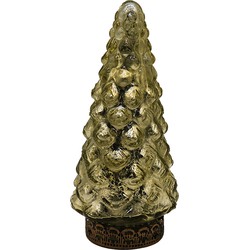 Clayre & Eef Kerstdecoratie met LED-verlichting Kerstboom Ø 8x16 cm Goudkleurig Glas