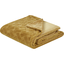 SITAPUR - Bedsprei - Mosterdgeel - 200 x 220 cm - Polyester
