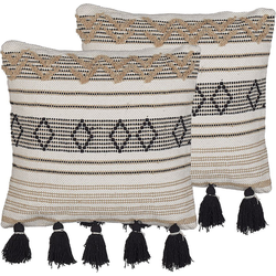 SAMBUCUS  - Sierkussen set van 2 - Beige - 45 x 45 cm - Katoen