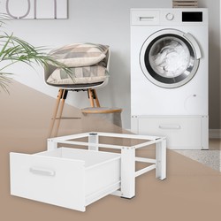 Wasmachinevoet met lade 63x54 cm wit staal ML design
