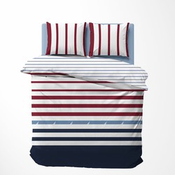 Nautica Ranforce Katoenen Dekbedovertrekset - 140x200/220 - Finn Rood Blauw