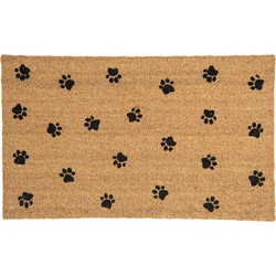 Clayre & Eef Deurmat  75x45 cm Bruin Kokosvezel Rubber Rechthoek Kattenpootjes Kokosmat