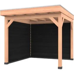Douglas overkapping 300 x 300, met zwarte achterwand en zijwand, Westwood Comfort Green
