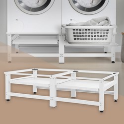 Set van 2 Wasmachine Onderkasten met Uittrekbare Planken Wit Staal ML-Design