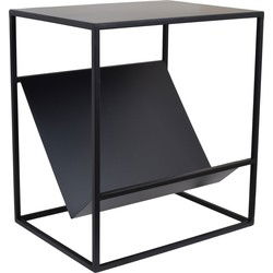 LOFT42 Freek Bijzettafel met Tijdschriften- of Krantenbak - Metaal - Mat Zwart - 47x36x29
