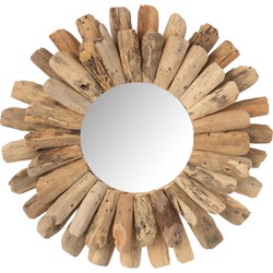 J-line - Spiegel Rond Drijfhout Naturel Small - 42x42x5cm