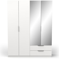 Kast met 4 deuren, 2 laden en 2 spiegels Ghost - L157,3 cm