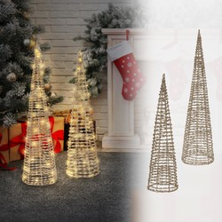 LED Lichtkegel Kerstdecoratie 60 cm Goud van Metaal met Warm Witte LEDs