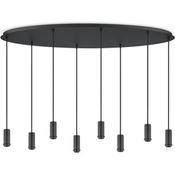 Metaal kroonluchter - Industrie hanglamp - Zwart - Met 8 pcs lampvoeten - Ontworpen voor Eetkamer en Slaapkamer - 120 x 35 x 117.5cm - set met E27 Lamphouder - voor Lampenkap met Doorsnede max 15cm - Gloeilamp Niet Inbegrepen