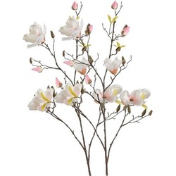 2x Creme Magnolia kunstbloem 105 cm - Kunstbloemen