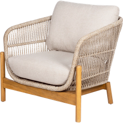 Teresa houten tuin loungefauteuil  beige - met zitkussens