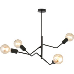 scandinavische plafondlamp Frix Zwart 4-lichts