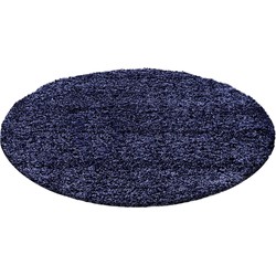 Tapijtenloods Basic Shaggy vloerkleed Donker Blauw Hoogpolig- 200 CM ROND