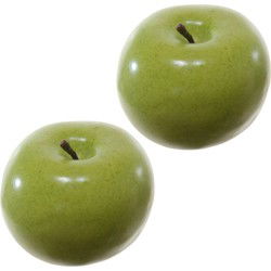 Kunstfruit decofruit - 2x - appel/appels - ongeveer 6 cm - groen - Kunstbloemen