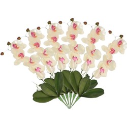Set van 6x stuks nep planten roze/wit Orchidee/Phalaenopsis kunstplanten takken 44 cm - Kunstbloemen