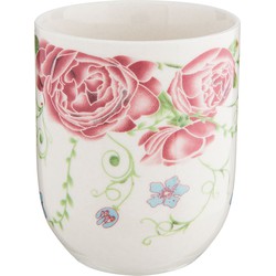 Clayre & Eef Mok  100 ml Roze Porselein Rond Bloemen Theemok