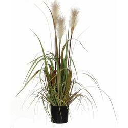Mica Decorations - gras kunstplant - groen/creme - H81 x D40 cm - Kunstplanten