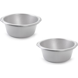 PlasticForte Afwasteil - 2x - 6L - rond - zilverkleurig - afwasbak - Afwasbak