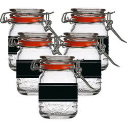 Weckpotje/inmaakpotje - 10x - 70 ml - glas - met beugelsluiting - incl. etiketten - Weckpotten