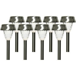 8x Buitenlamp/tuinlamp straatlantaarn Lantern 24 cm RVS op steker - Prikspotjes