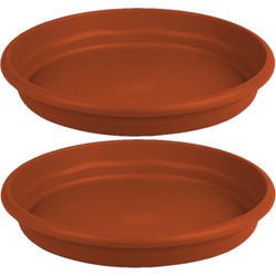 4x stuks bloempot/plantenpot onderschaal terra cotta kunststof diameter 16 cm - Plantenpotten