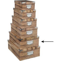 5Five Opbergdoos/box - Houtprint - L44 x B31 x H15 cm - Karton - Opbergbox