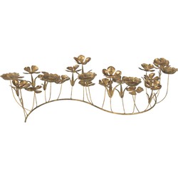 J-line - Kandelaar Deco Bloemen Metaal Goud Large - 75x24x18cm