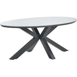 Edison tafel - ovaal - 180x115 cm - carbon black - grey teak Vironwood