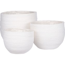 Mica Decorations Jorck Plantenmand - Set van 3 - H24 x Ø26 cm - Off White