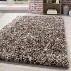 Hoogpolig vloerkleed - Lorium gemeleerd beige/mocca/crème - 120 X 170 CM