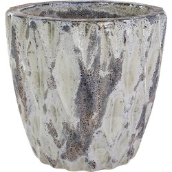 PTMD Malla wit keramiek pot rond maat in cm: 33 x 33 x 36 - Wit