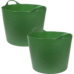 2x stuks flexibele kuip emmers/wasmanden rond groen 45 liter - Wasmanden