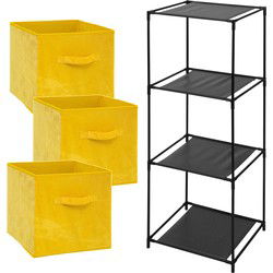Storage Solutions Opbergrek Smartrack - met 3x mandjes stof - geel - 34 x 104 cm - Opbergkastjes