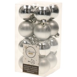 64x Kunststof kerstballen glanzend/mat zilver 4 cm kerstboom versiering/decoratie - Kerstbal