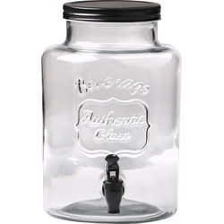Urban Living Drank dispenser Beverages - 5.3 Liter - met metalen schroefdeksel en kraantje - glas - Drankdispensers