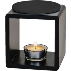 Vierkante geurbrander/oliebrander keramisch zwart 11 x 11 x 13 cm - Geurbranders