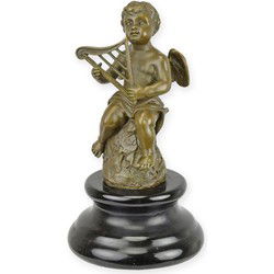 A BRONZE SCULPTURE OF AN ANGEL