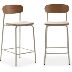 Set van 2 krukken in stof met zwarte metalen poten H66 cm - ADRIANA