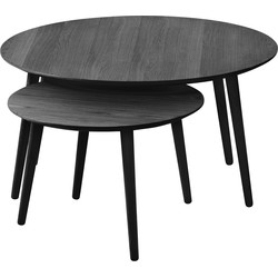 Salontafel Adda Rond Zwart Eiken Set van 2 - Giga Living