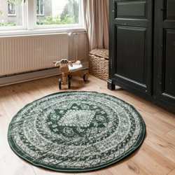 Rond Vintage Vloerkleed Aila Groen-Rond 120 Ø - Polypropyleen - Rond 120 Ø - (S)