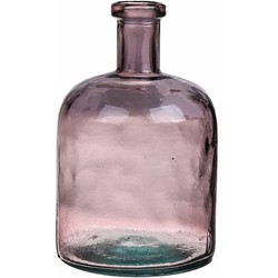 Bellatio Design Bloemenvaas - roze transparant gerecycled glas - D15 x H24 cm - Vazen